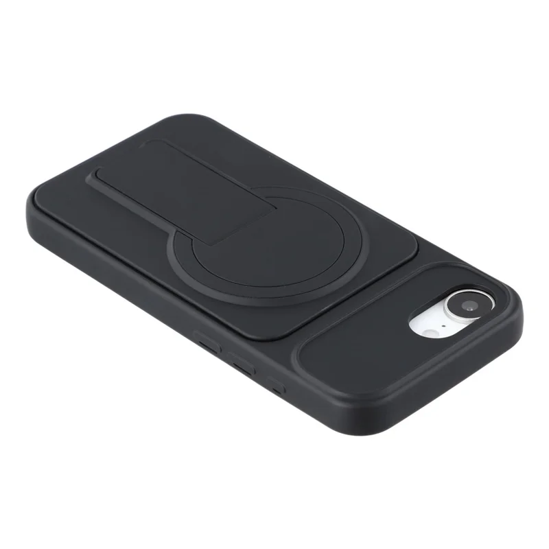 For iPhone 17e / 16e Case Invisible Kickstand Rubberized Acrylic + TPU Shockproof Phone Cover - Black