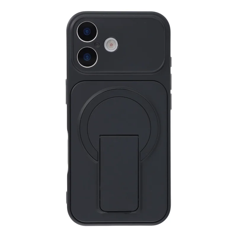 For iPhone 16 Case Invisible Kickstand Rubberized Acrylic + TPU Shockproof Phone Cover - Black