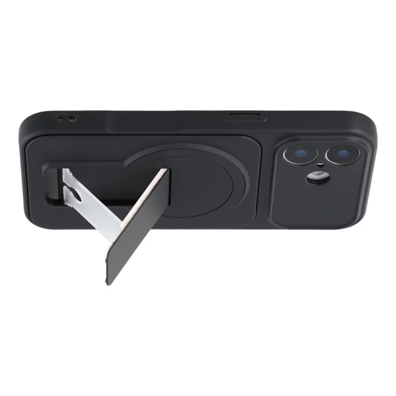 For iPhone 16 Case Invisible Kickstand Rubberized Acrylic + TPU Shockproof Phone Cover - Black