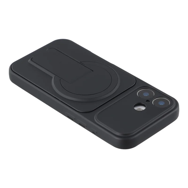 For iPhone 16 Case Invisible Kickstand Rubberized Acrylic + TPU Shockproof Phone Cover - Black
