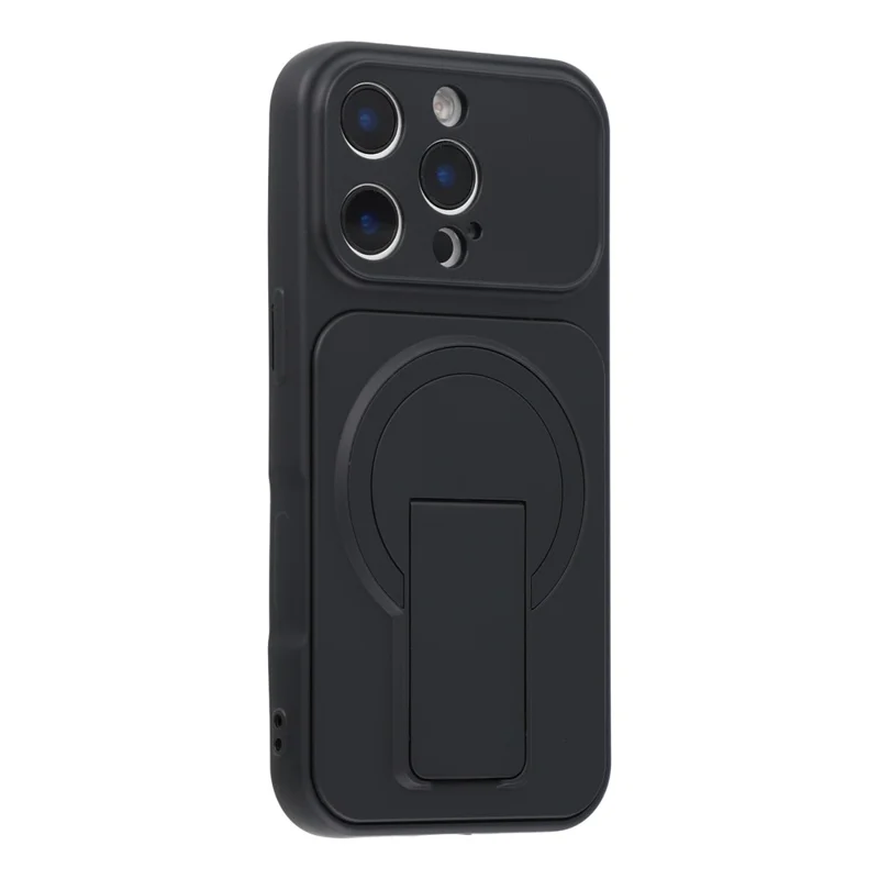 For iPhone 16 Pro Case Invisible Kickstand Rubberized Acrylic + TPU Shockproof Phone Cover - Black