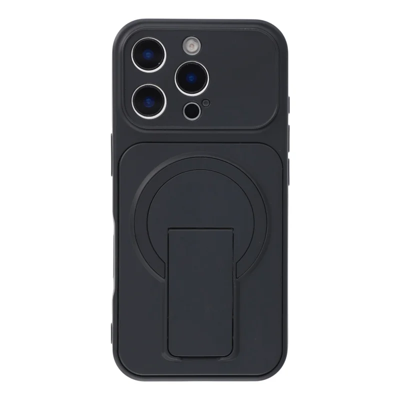 For iPhone 16 Pro Case Invisible Kickstand Rubberized Acrylic + TPU Shockproof Phone Cover - Black