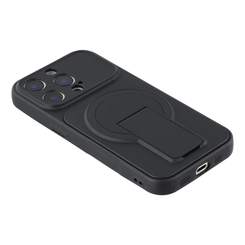 For iPhone 16 Pro Case Invisible Kickstand Rubberized Acrylic + TPU Shockproof Phone Cover - Black