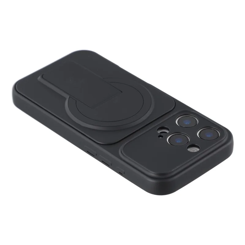 For iPhone 16 Pro Case Invisible Kickstand Rubberized Acrylic + TPU Shockproof Phone Cover - Black