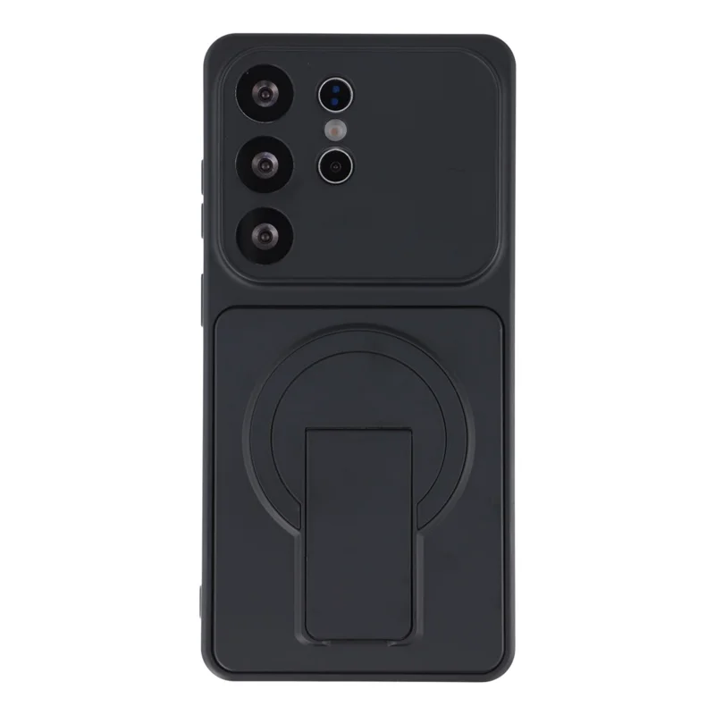 For Samsung Galaxy S25 Ultra Case Invisible Kickstand Rubberized Acrylic + TPU Shockproof Phone Cover - Black