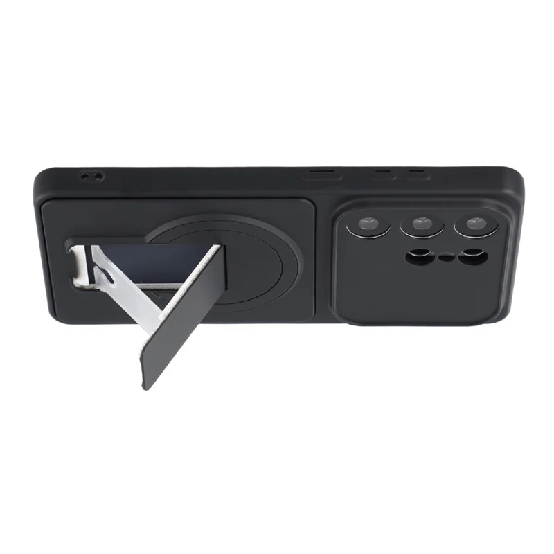 For Samsung Galaxy S25 Ultra Case Invisible Kickstand Rubberized Acrylic + TPU Shockproof Phone Cover - Black