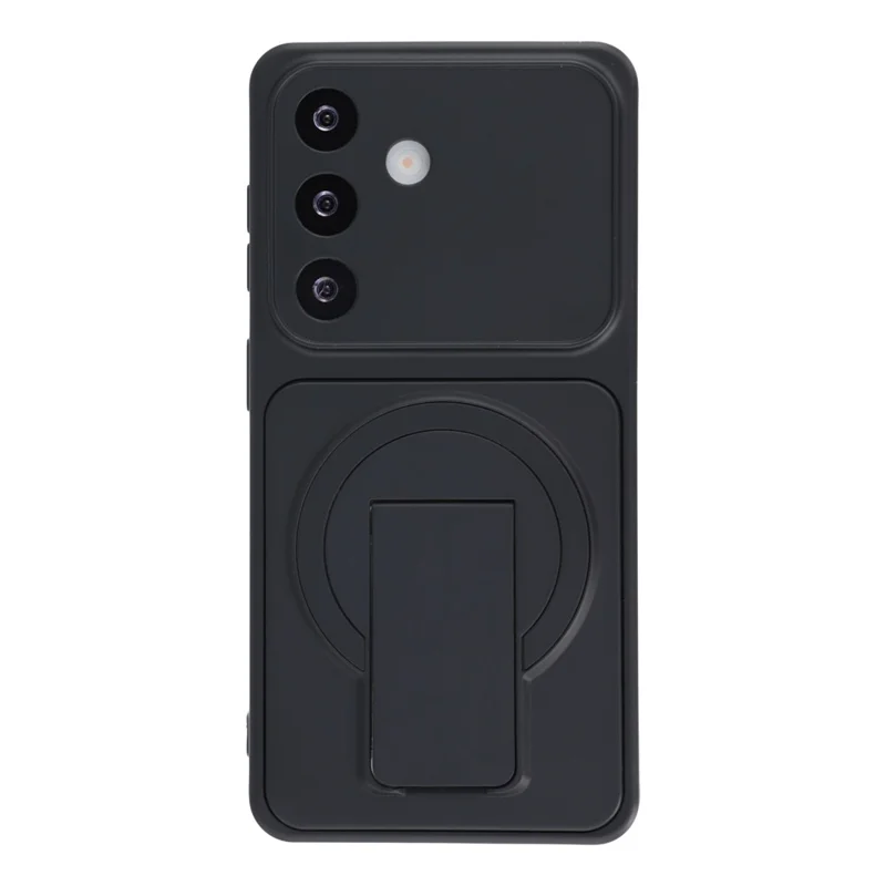 For Samsung Galaxy S25 Case Invisible Kickstand Rubberized Acrylic + TPU Shockproof Phone Cover - Black