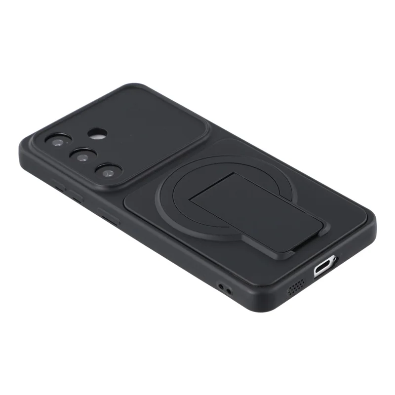 For Samsung Galaxy S25 Case Invisible Kickstand Rubberized Acrylic + TPU Shockproof Phone Cover - Black