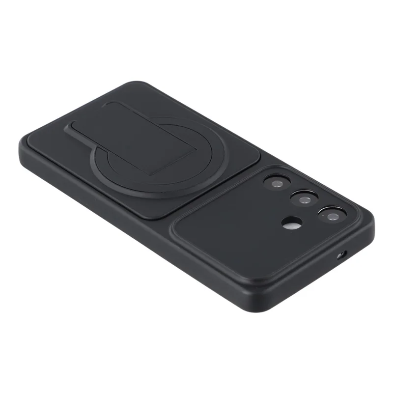 For Samsung Galaxy S25 Case Invisible Kickstand Rubberized Acrylic + TPU Shockproof Phone Cover - Black