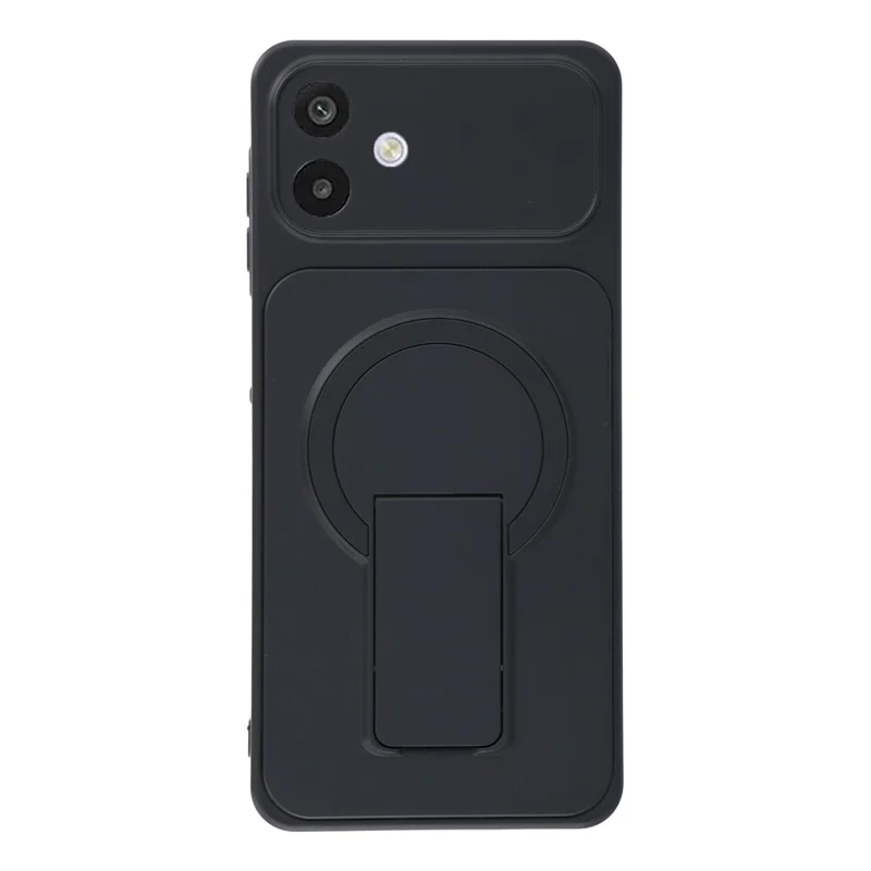 For Samsung Galaxy A06 5G Case Invisible Kickstand Rubberized Acrylic + TPU Shockproof Phone Cover - Black