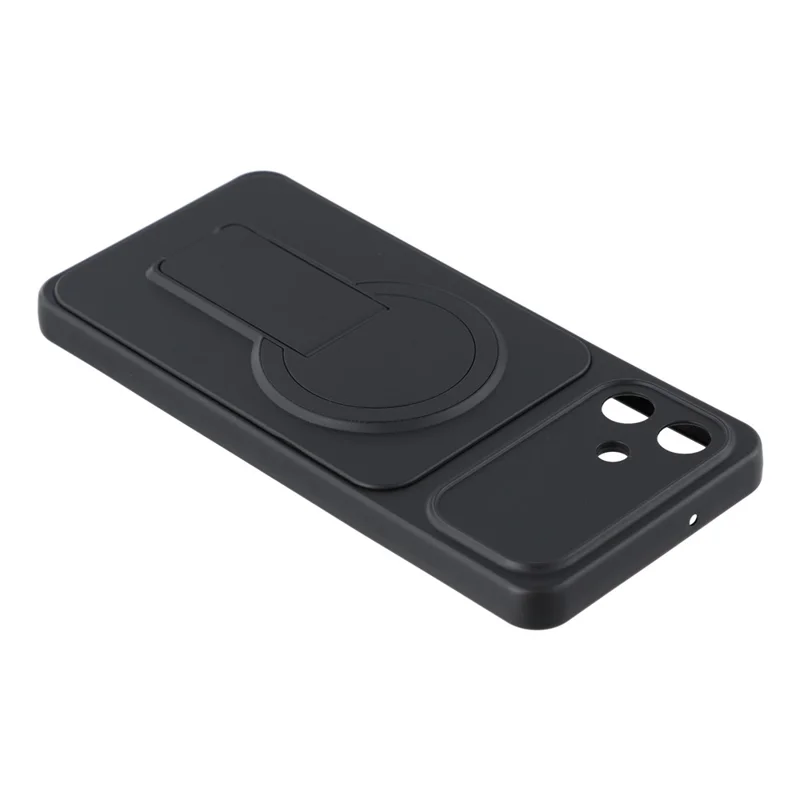 For Samsung Galaxy A06 5G Case Invisible Kickstand Rubberized Acrylic + TPU Shockproof Phone Cover - Black