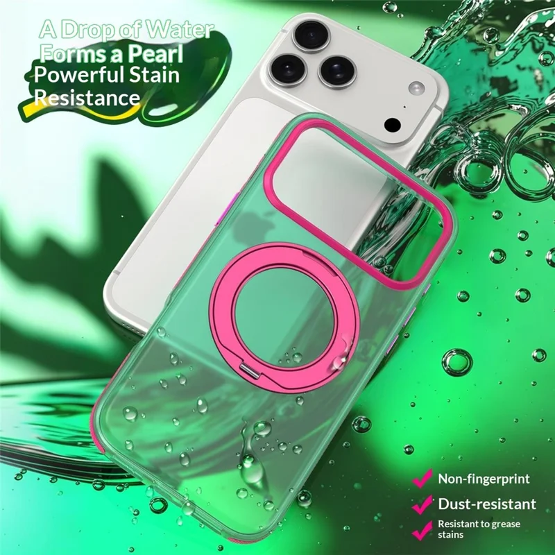 Til iPhone 18 Pro / 17 Pro Case med roterende magnetisk stander, mat PC+TPU+TPE stødfast telefonbeskyttelse - Grøn