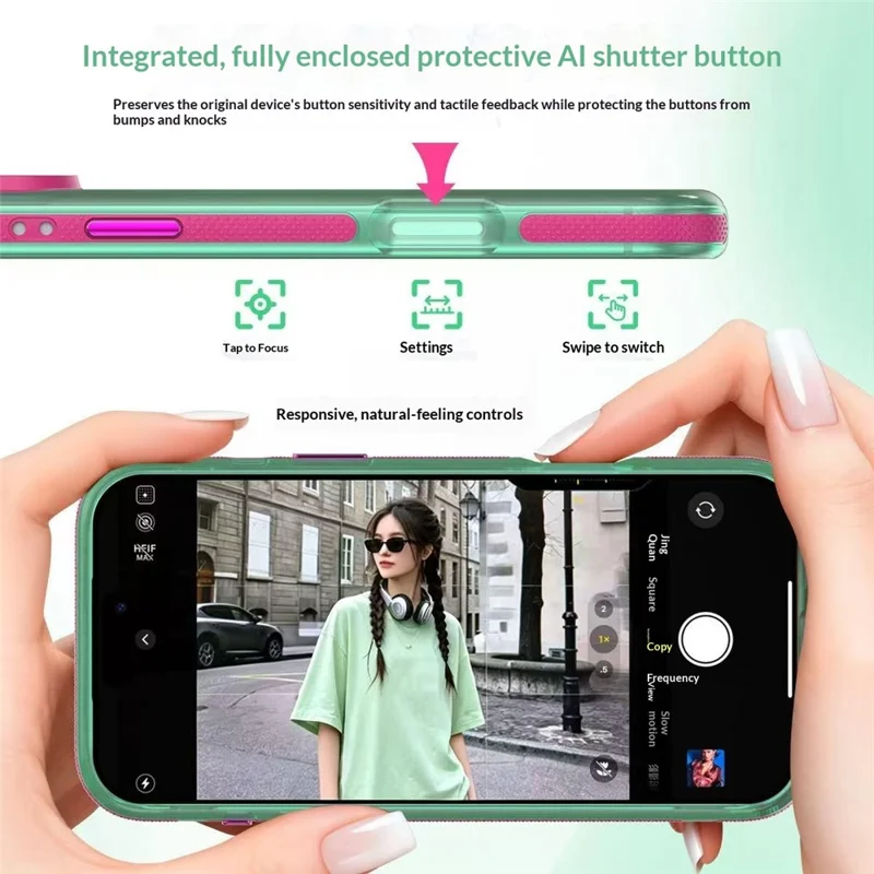 Til iPhone 18 Pro / 17 Pro Case med roterende magnetisk stander, mat PC+TPU+TPE stødfast telefonbeskyttelse - Grøn