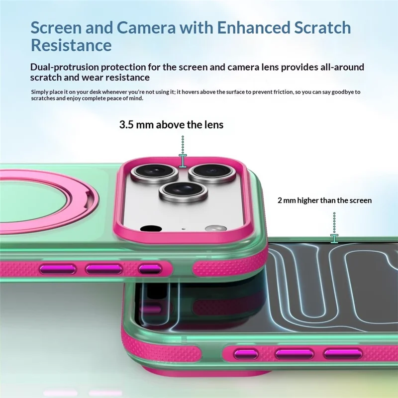 Til iPhone 18 Pro / 17 Pro Case med roterende magnetisk stander, mat PC+TPU+TPE stødfast telefonbeskyttelse - Grøn