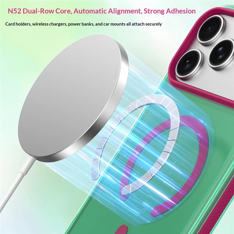 Für iPhone 18 Pro Max / 17 Pro Max Magnetische Hülle PC+TPU+TPE Soft-Touch Handyhülle - Grün
