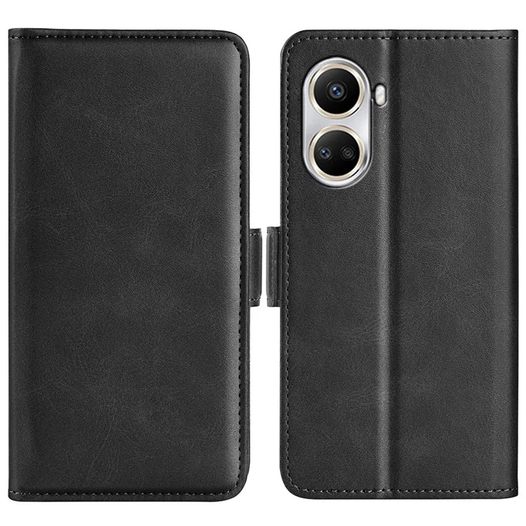Cell Phone Cover For Huawei nova 10 SE 4G PU Leather Calf Texture Stand Wallet Dual Magnetic Clasp Phone Case - Black