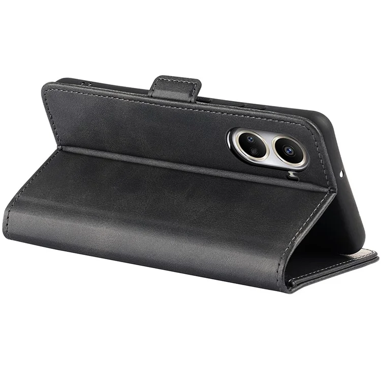 Cell Phone Cover For Huawei nova 10 SE 4G PU Leather Calf Texture Stand Wallet Dual Magnetic Clasp Phone Case - Black