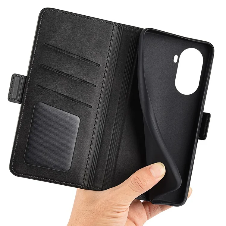 Cell Phone Cover For Huawei nova 10 SE 4G PU Leather Calf Texture Stand Wallet Dual Magnetic Clasp Phone Case - Black