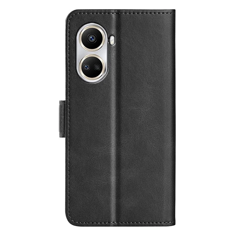 Cell Phone Cover For Huawei nova 10 SE 4G PU Leather Calf Texture Stand Wallet Dual Magnetic Clasp Phone Case - Black