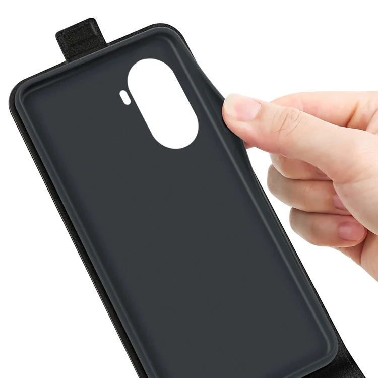 For Huawei nova 10 SE 4G Vertical Flip Crazy Horse Texture PU Leather Phone Case Card Holder Magnetic Clasp Full Protection Cell Phone Cover - Black