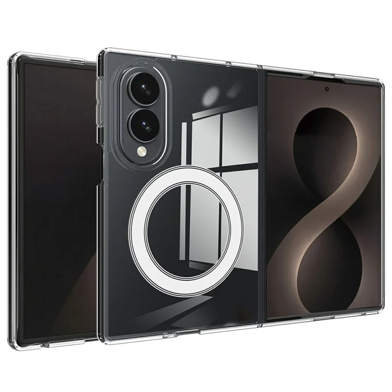For Samsung Galaxy Z Fold8 Clear Phone Magnetic Case TPU + Acrylic Back Cover - Transparent