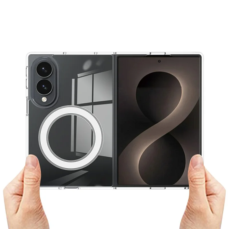 For Samsung Galaxy Z Fold8 Clear Phone Magnetic Case TPU + Acrylic Back Cover - Transparent