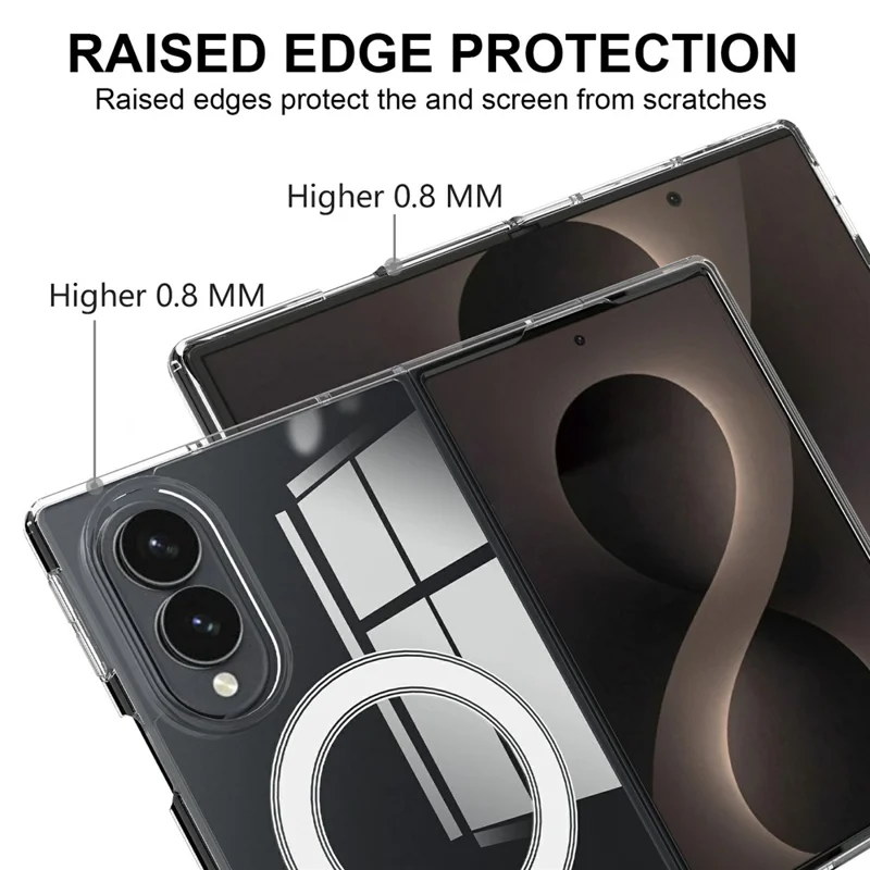 For Samsung Galaxy Z Fold8 Clear Phone Magnetic Case TPU + Acrylic Back Cover - Transparent