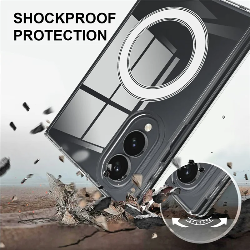 For Samsung Galaxy Z Fold8 Clear Phone Magnetic Case TPU + Acrylic Back Cover - Transparent