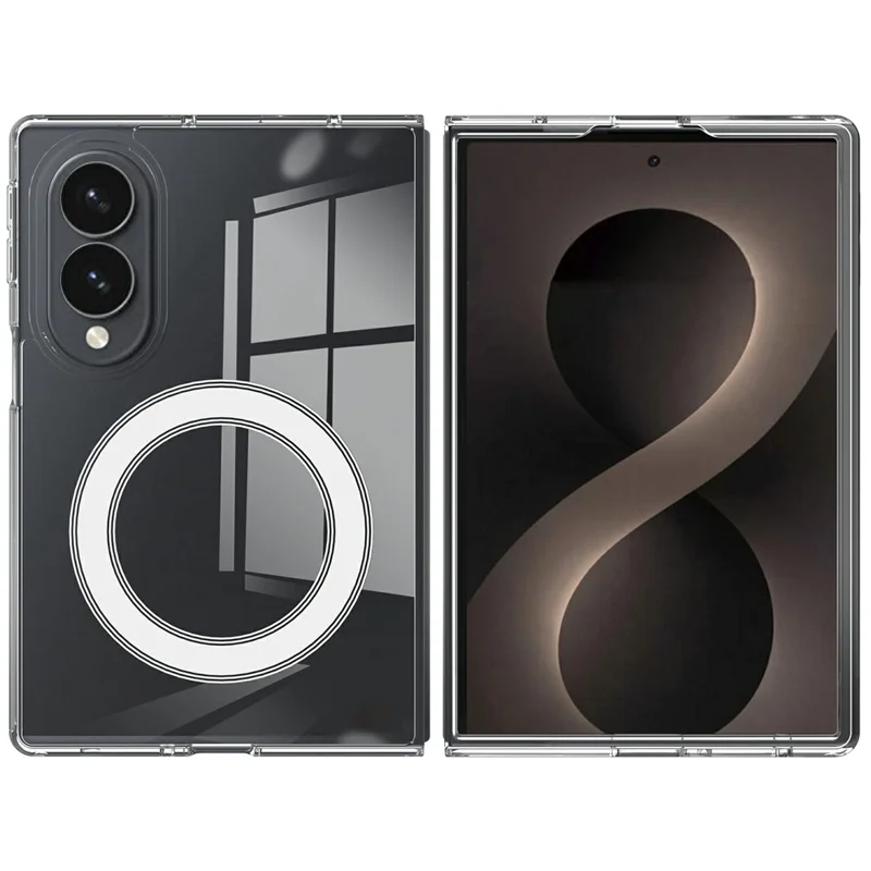 For Samsung Galaxy Z Fold8 Clear Phone Magnetic Case TPU + Acrylic Back Cover - Transparent