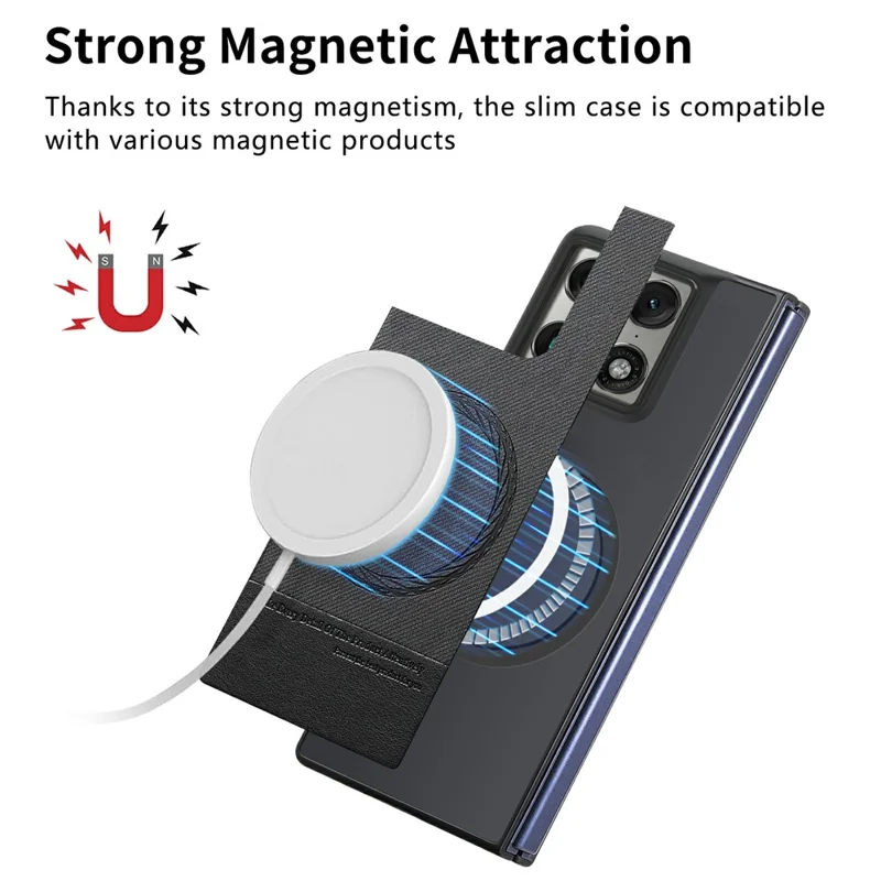 Чехол-кошелек с магнитом для Motorola Razr Fold 5G, съемный, подставка, текстура ткани, кожа + ПК + ТПУ, черный