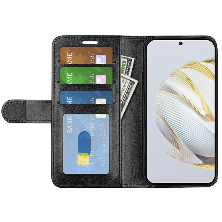 Para Huawei Nova 10 SE 4G Folio Flip Case de Teléfono a Prueba de Caída Crazy Horse Texture PU Leather + TPU Tapa Resistente a la Cubierta de Teléfono Con Rasguño - Negro
