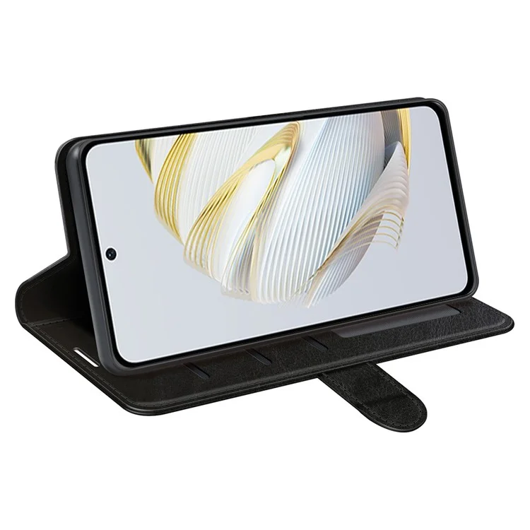 Para Huawei Nova 10 SE 4G Folio Flip Case de Teléfono a Prueba de Caída Crazy Horse Texture PU Leather + TPU Tapa Resistente a la Cubierta de Teléfono Con Rasguño - Negro