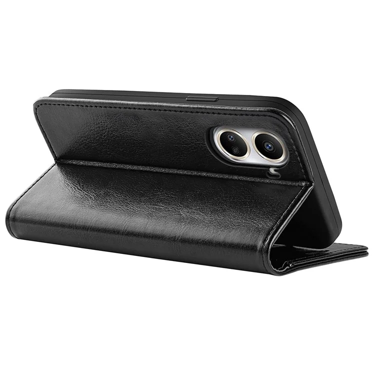 Para Huawei Nova 10 SE 4G Folio Flip Case de Teléfono a Prueba de Caída Crazy Horse Texture PU Leather + TPU Tapa Resistente a la Cubierta de Teléfono Con Rasguño - Negro