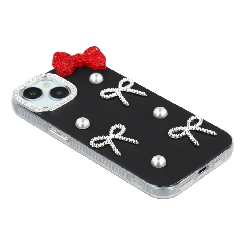For iPhone 15 Case PC + TPU IMD Phone Cover with Electroplated Camera Frame - Classic Black