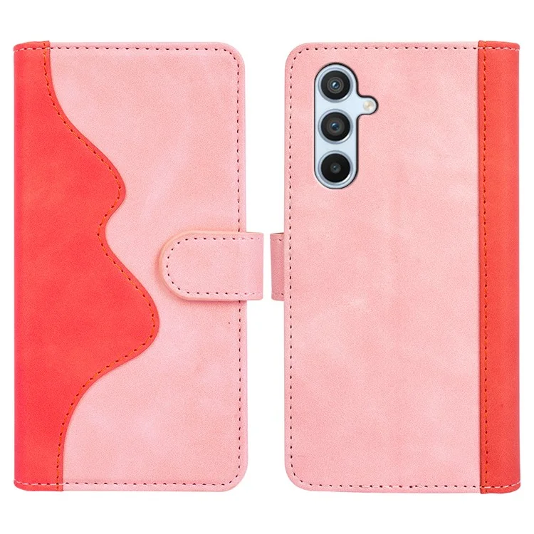Für Samsung Galaxy A54 5G Dual Color Splicing Folio Flip Phone Case Stoßfest PU Leder Handyhülle mit Ständer Geldbörse - Pink