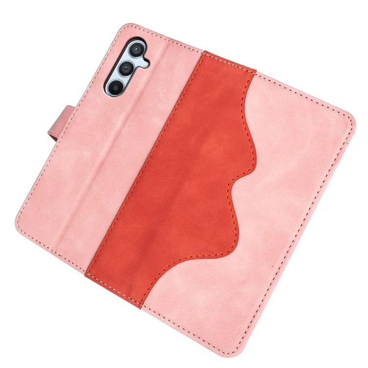 Für Samsung Galaxy A54 5G Dual Color Splicing Folio Flip Phone Case Stoßfest PU Leder Handyhülle mit Ständer Geldbörse - Pink