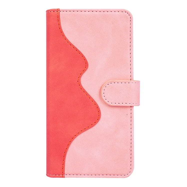 Für Samsung Galaxy A54 5G Dual Color Splicing Folio Flip Phone Case Stoßfest PU Leder Handyhülle mit Ständer Geldbörse - Pink