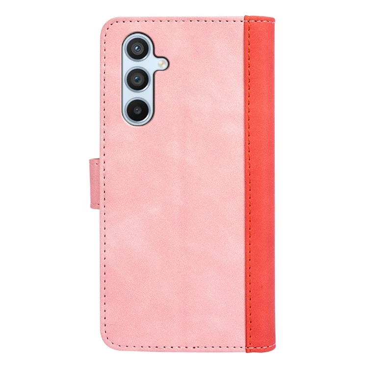 Für Samsung Galaxy A54 5G Dual Color Splicing Folio Flip Phone Case Stoßfest PU Leder Handyhülle mit Ständer Geldbörse - Pink