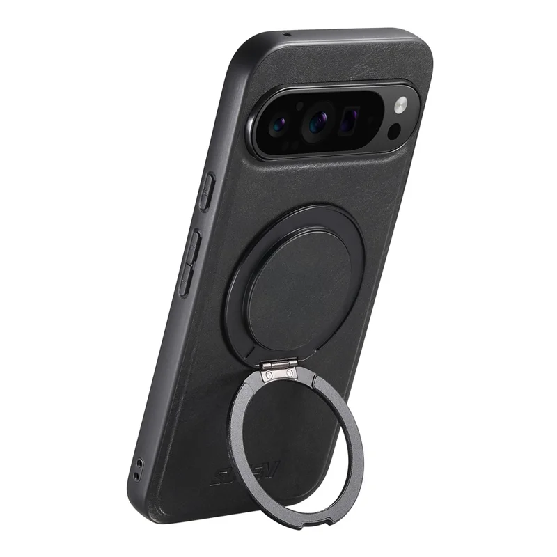 SUTENI G3 For Google Pixel 11 Pro Magnetic Case Waxy Texture Rotating Kickstand Leather Phone Back Cover - Black