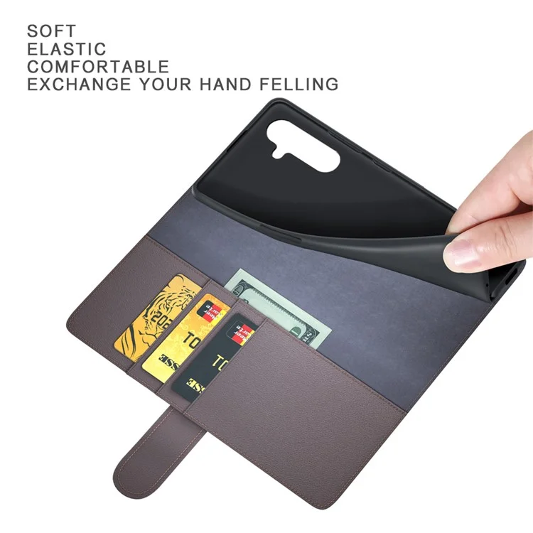Per Samsung Galaxy A54 5G Custodia Protettiva a Portafoglio Flip Custodia in Vera Pelle Divisa Resistente ai Graffi Copertura del Telefono in Piedi - Marrone