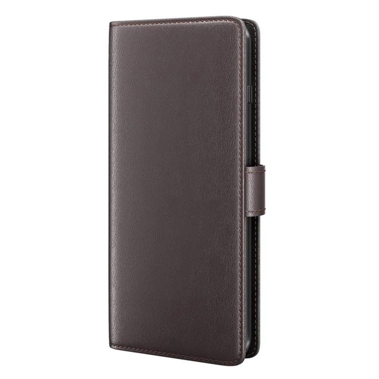 Per Samsung Galaxy A54 5G Custodia Protettiva a Portafoglio Flip Custodia in Vera Pelle Divisa Resistente ai Graffi Copertura del Telefono in Piedi - Marrone