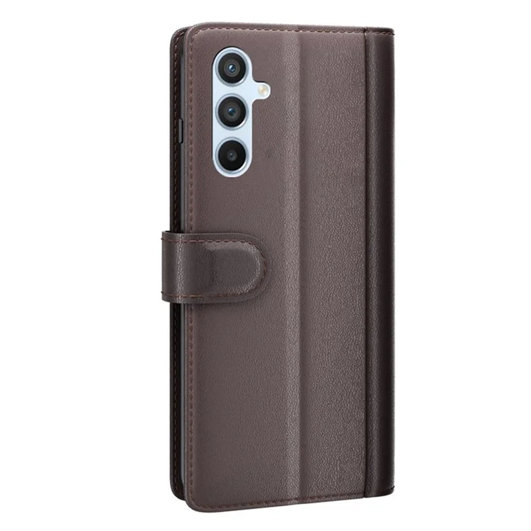 Per Samsung Galaxy A54 5G Custodia Protettiva a Portafoglio Flip Custodia in Vera Pelle Divisa Resistente ai Graffi Copertura del Telefono in Piedi - Marrone
