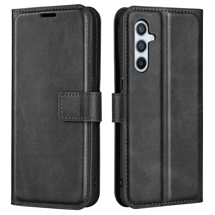 Magnetic Clasp Phone Cover For Samsung Galaxy A54 5G PU Leather Calf Texture Drop-proof Phone Case Stand Wallet - Black