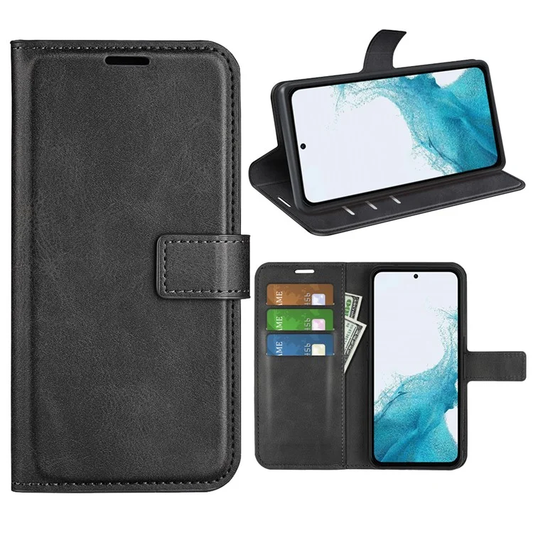 Magnetic Clasp Phone Cover For Samsung Galaxy A54 5G PU Leather Calf Texture Drop-proof Phone Case Stand Wallet - Black