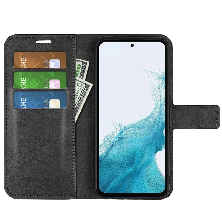 Magnetic Clasp Phone Cover For Samsung Galaxy A54 5G PU Leather Calf Texture Drop-proof Phone Case Stand Wallet - Black