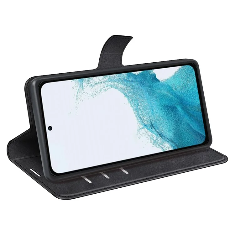 Magnetic Clasp Phone Cover For Samsung Galaxy A54 5G PU Leather Calf Texture Drop-proof Phone Case Stand Wallet - Black