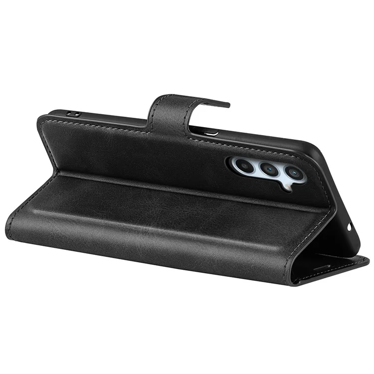Magnetic Clasp Phone Cover For Samsung Galaxy A54 5G PU Leather Calf Texture Drop-proof Phone Case Stand Wallet - Black