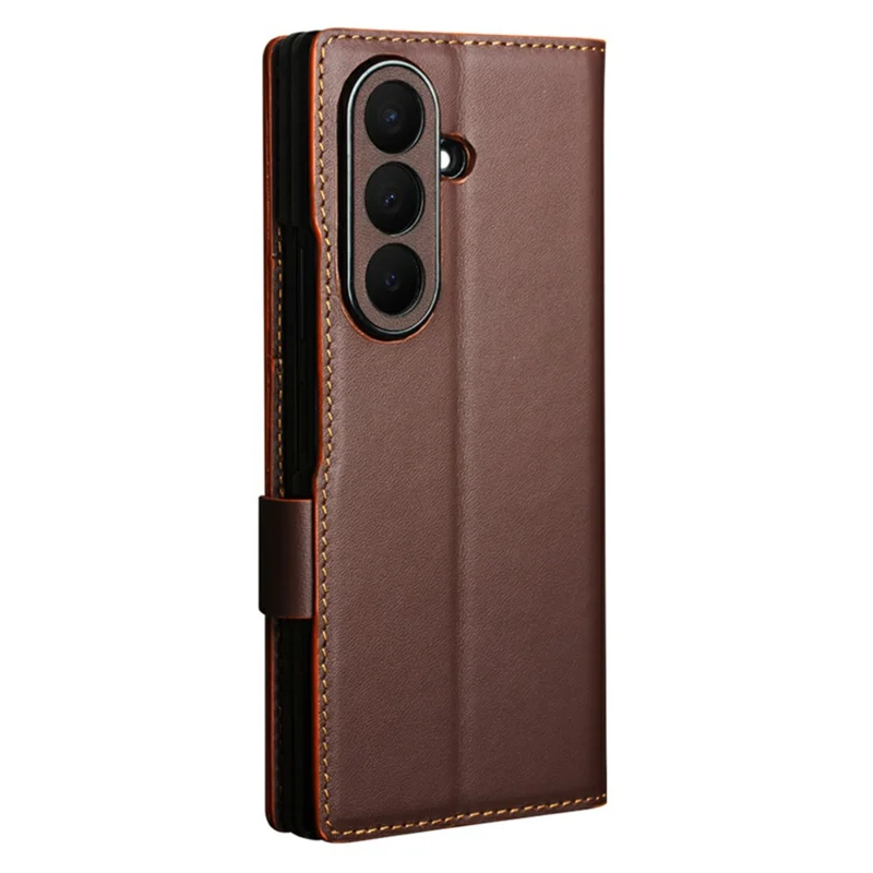QIALINO For Samsung Galaxy Z Fold8 Ultra Case Flip Stand Genuine Cow Leather Phone Cover - Brown