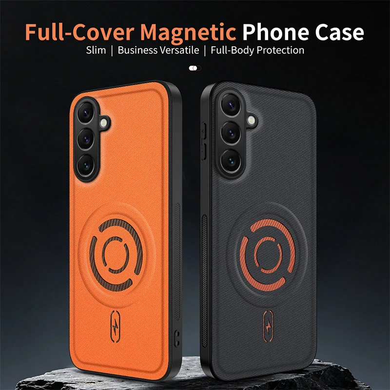 WANLONFENG for Samsung Galaxy S26 KJB Series Magnetic Case Tech Fabric Texture PC+TPU Shockproof Phone Cover - Black - 6