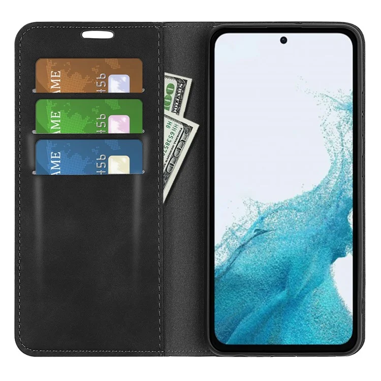 Custodia Antiurto per Samsung Galaxy A54 5G Magnetica Auto-assorbente Sensazione al Tatto della Pelle in Pelle PU Flip Cover con Supporto - Nero